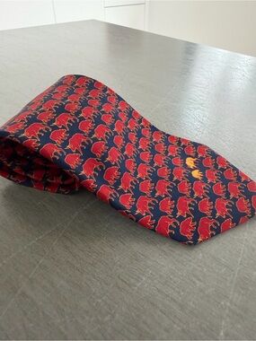 Vintage “Bay Street” Red/Navy Tie with Red “Bull & Bear” Motif